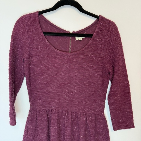 Maison Jules Deep Purple/Burgundy Knit Mini Dress with Gold Sparkles Size M - Picture 3 of 9
